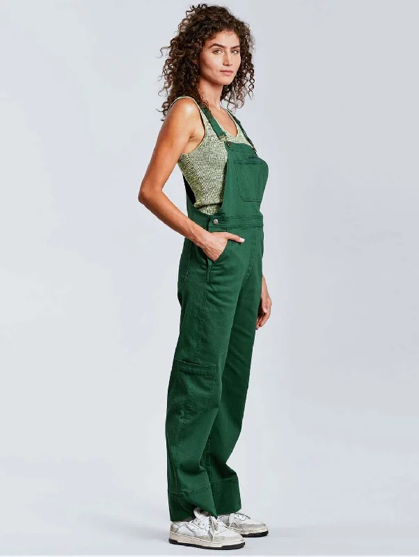 Polished-glamLeni Women's Organic Cotton Dungarees | Forest Green