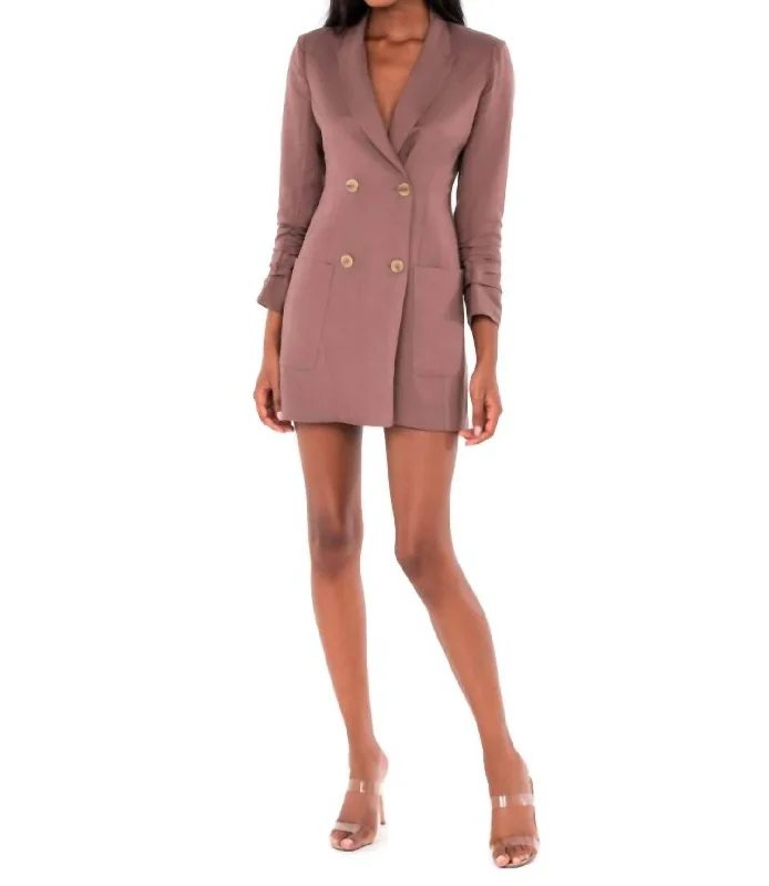 Luxe-essentialsLinen Blazer Dress In Mocha