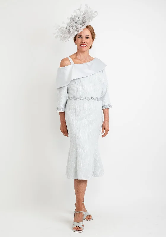 Denim-on-denimLizabella Cold Shoulder Fit & Flare Midi Dress, Silver