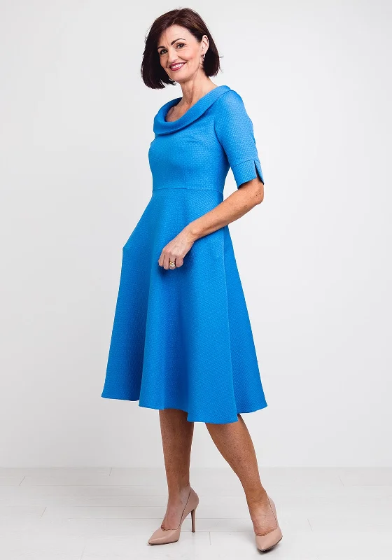 Elegant-neutralLizabella Textured Print Flared Dress, Blue