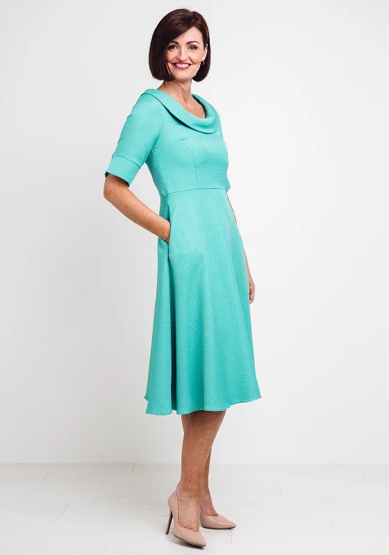 Crisp-cleanLizabella Textured Print Flared Dress, Jade Green