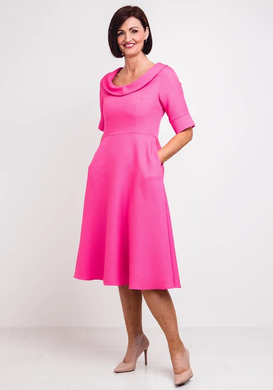 Simple-silhouettesLizabella Textured Print Flared Dress, Pink