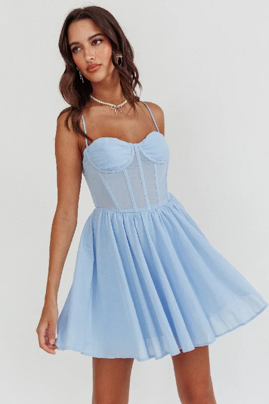 StrikingLovers High Bustier Mini Dress Powder Blue