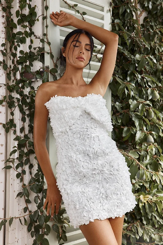 City-readyMa Cherie Bow Bust Embellished Mini Dress White