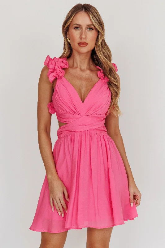 Sophisticated-simplicityMadara Lace-Up Back Mini Dress Hot Pink