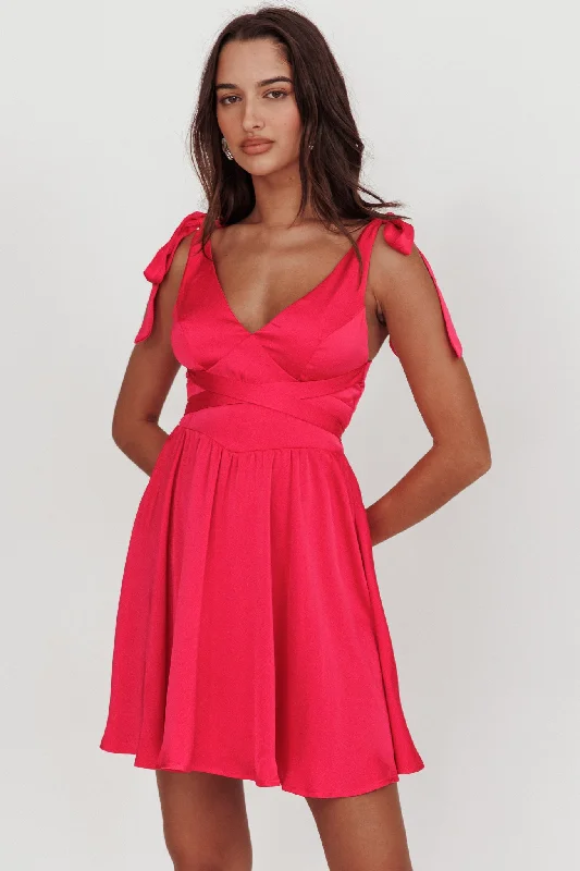 Power-dressingMajesty Tied Shoulder Mini Dress Hot Pink