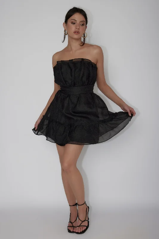 ModishMarisela Strapless Frill Hem Mini Dress Black