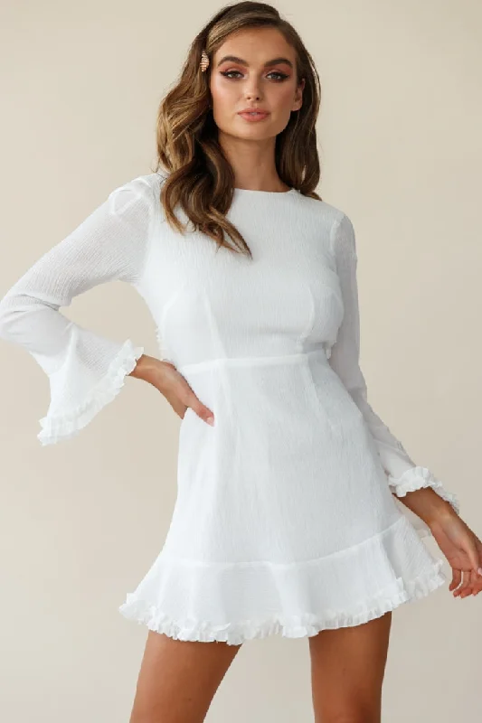 Timelessly stylishMarta Flared Cuff Cut-Out Back Dress White