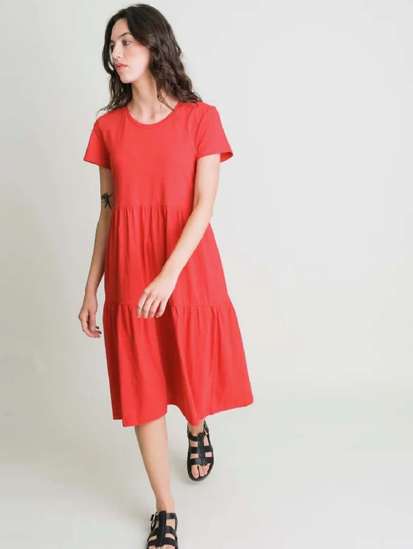 Oversized-trendyMaya Organic Cotton Jersey Dress | Red