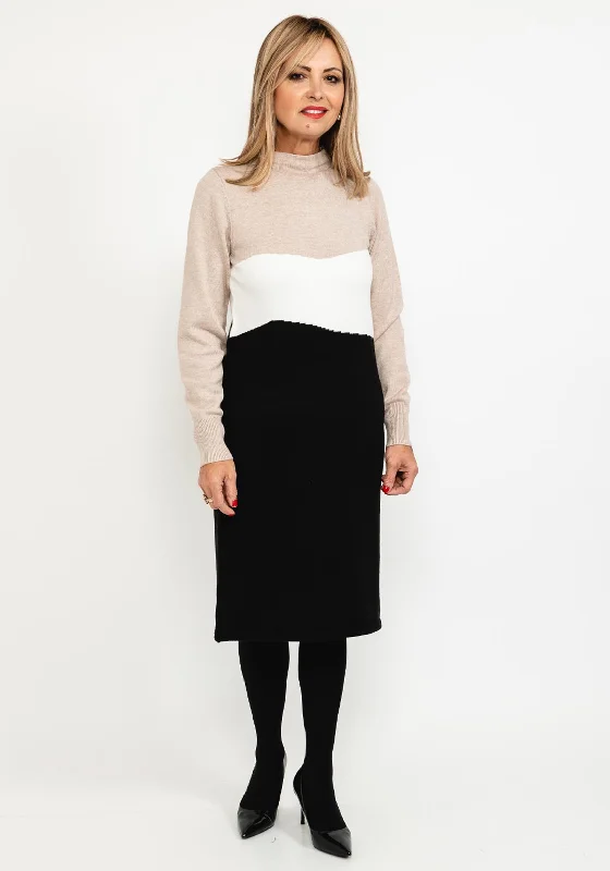 Simple-silhouettesMicha Colour Block Fine Knit Dress, Neutral