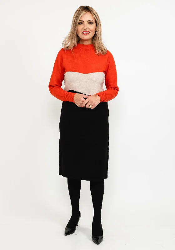 Crisp-cleanMicha Colour Block Fine Knit Dress, Orange Multi
