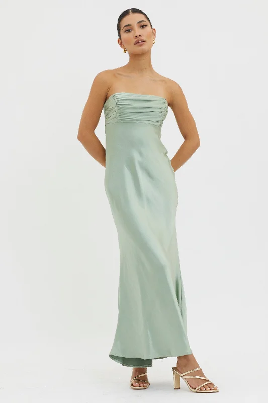 Modern-eleganceMoon Song Strapless Laced Back Dress Matcha