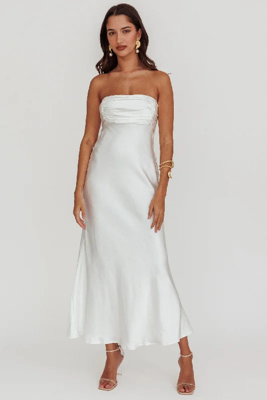Old-moneyMoon Song Strapless Laced Back Dress Off White