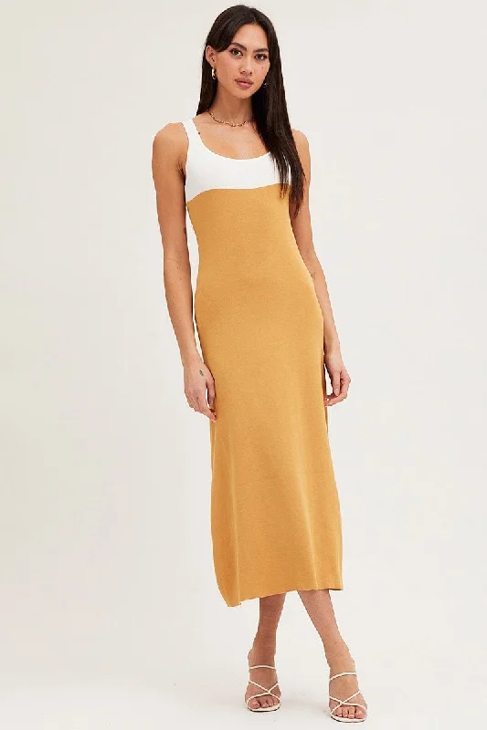 Tailored-eleganceMulti Colorblock Knit Dress