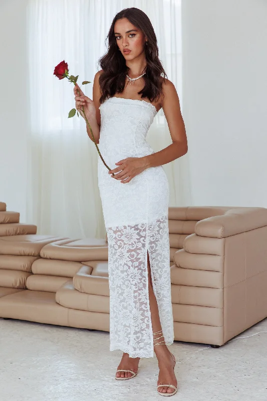 Modern-luxeMust Be Love Strapless Lace Dress Off White