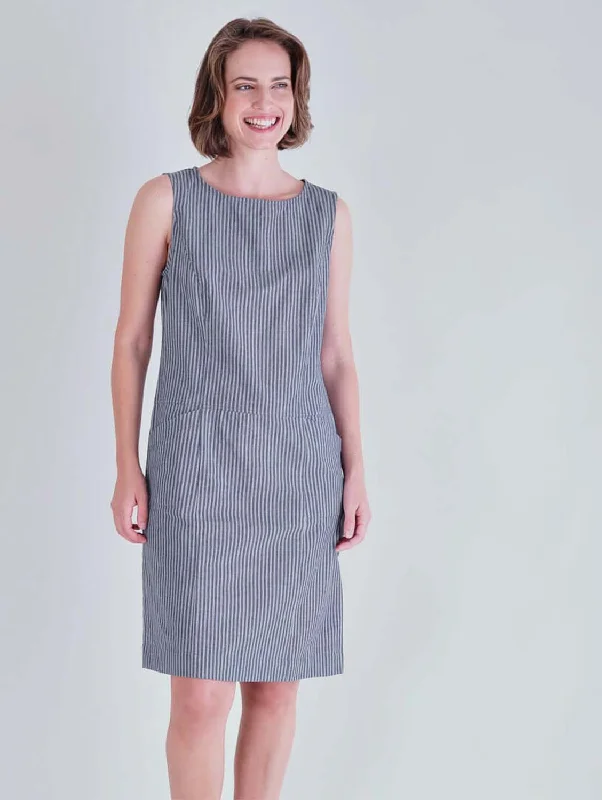 Graphic-heavyNina Cotton & Linen Pinafore Dress | Stripe