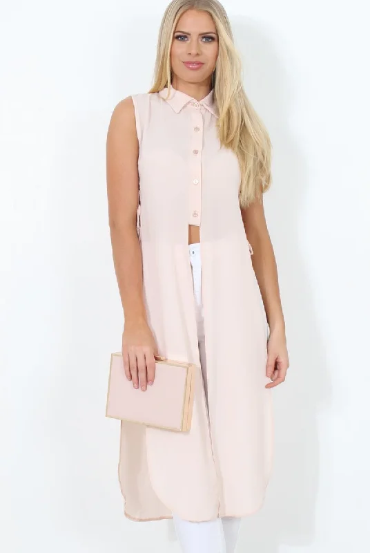 Modern-luxeNude Split Detail Longline Shirt - Eva