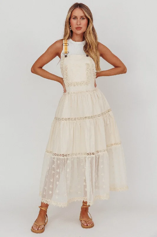 Luxe-basicsOdeyah Lace Trim Overall Dress Champagne