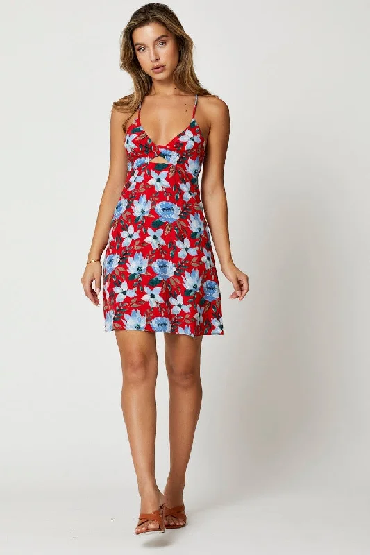 ElegantPrint Keyhole Skater Dress