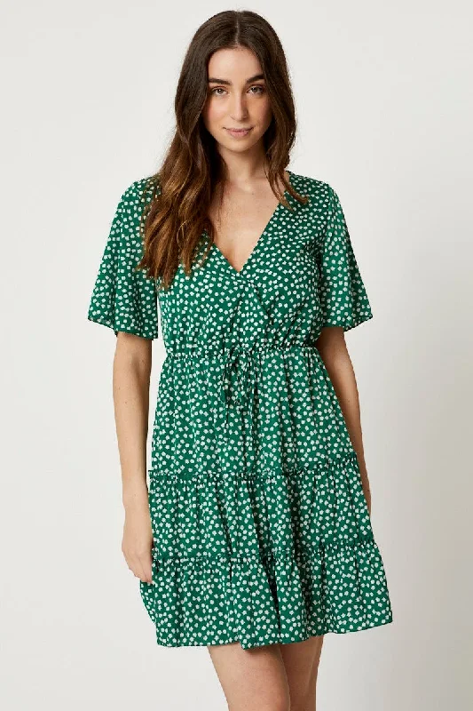 Hollywood-glamPrint Ruffle Skater Dress