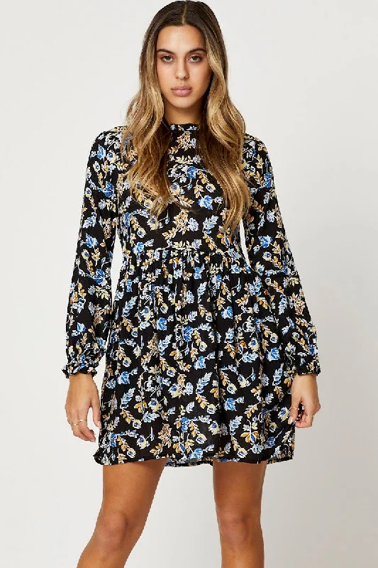 Cutout-detailedPrint Skater Dress