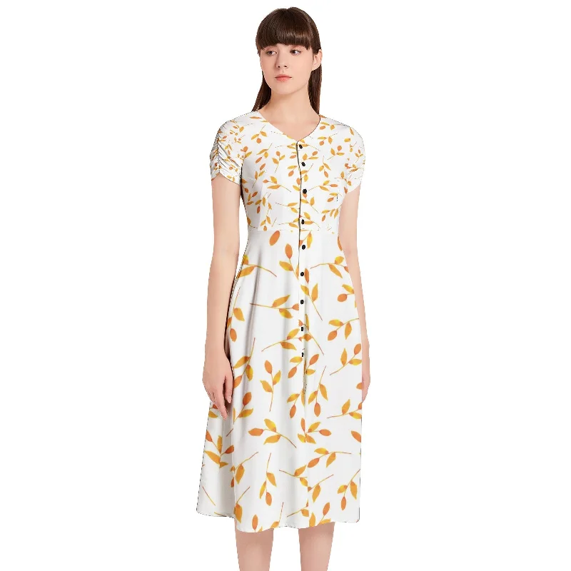 Structured yet softPuff Sleeve Button Through Dress