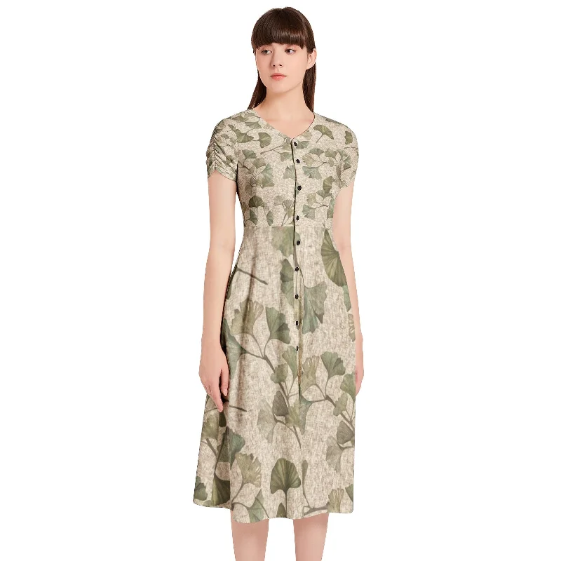 Pared-down stylePuff Sleeve Button Through Dress