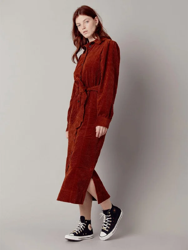 Rebel-aestheticReina Women's Organic Cotton Cord Dress | Chestnut