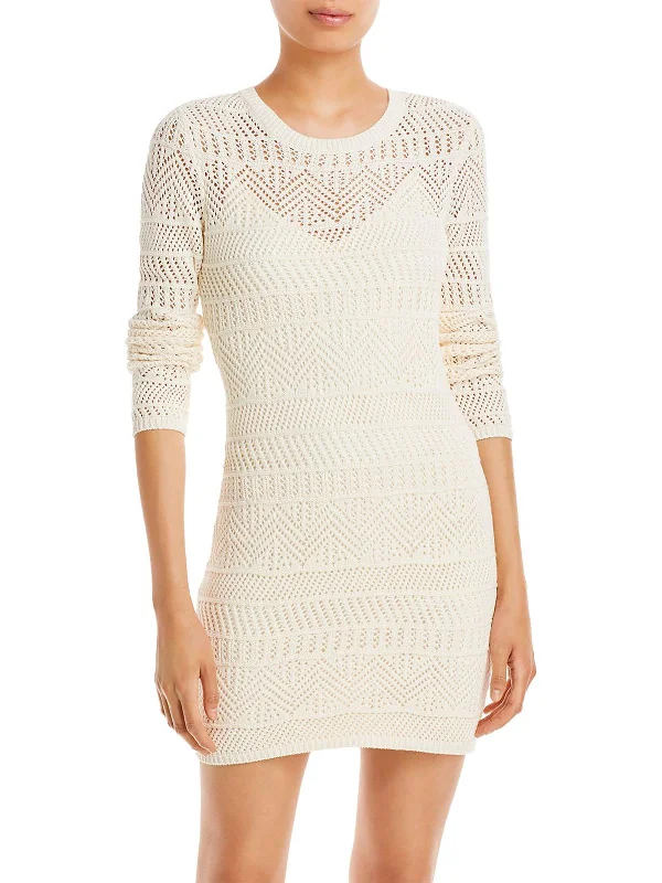 Structured-simplicityRenee Womens Pointelle Short Sweaterdress