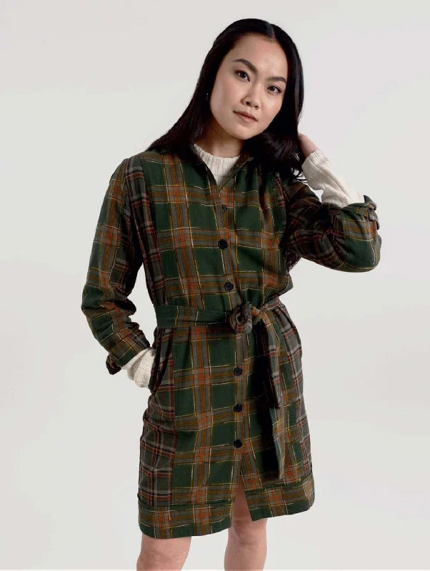 High-end-inspiredRuby Women's Organic Cotton Corduroy Dress | Patchwork Green