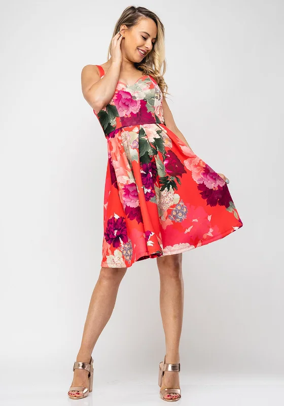 Feminine & refinedSeventy1 Floral Skater Dress, Red Multi