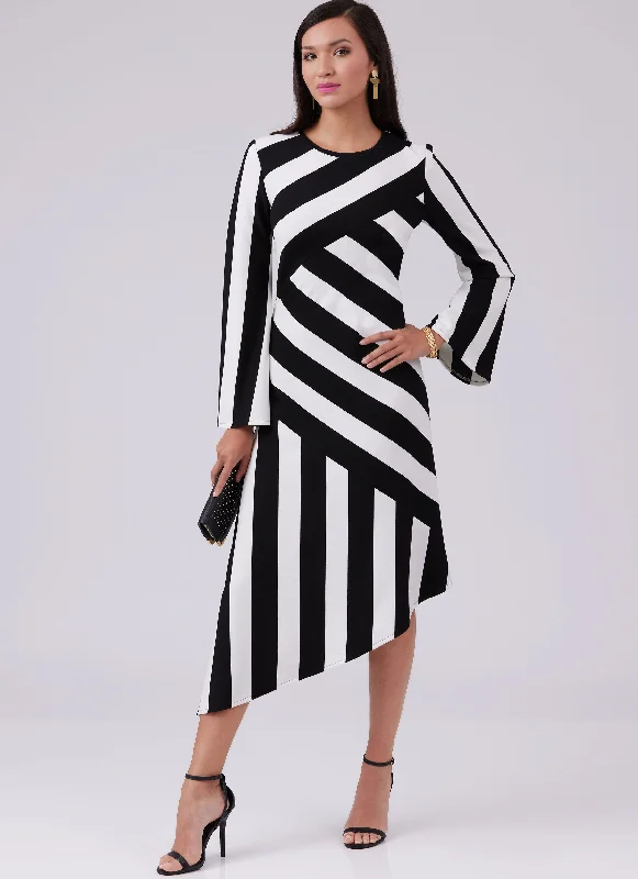 Glam-meets-streetMcCall's Sewing Pattern 8448 Knit Dress With Sleeve Variations
