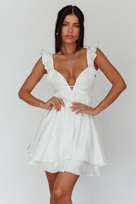 Powerfully feminineSiren Song Frill Strap Mini Dress White