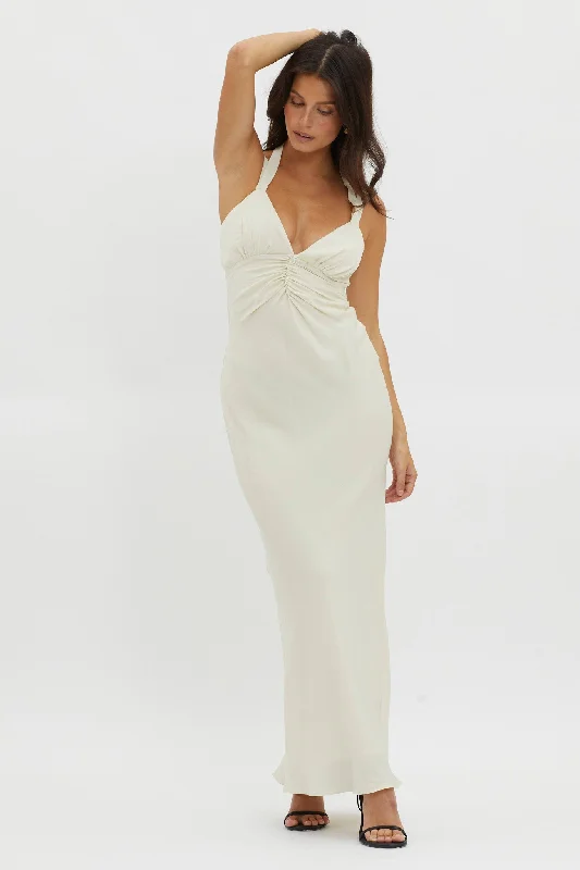 Functional-streetStellar Twist Bodice Multi-Strap Dress Oyster