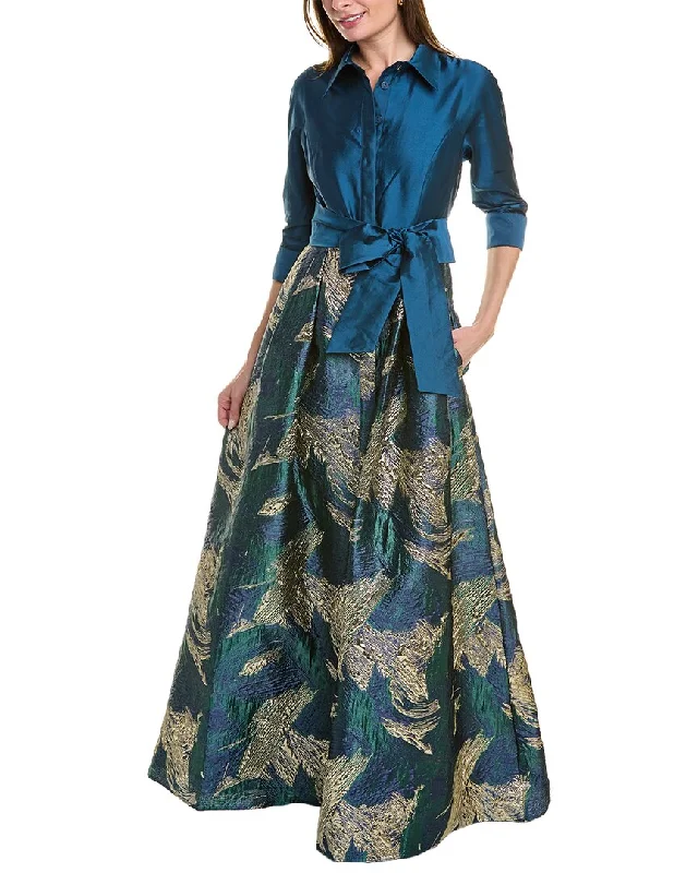 Femme fataleTeri Jon by Rickie Freeman Taffeta Shirt Gown