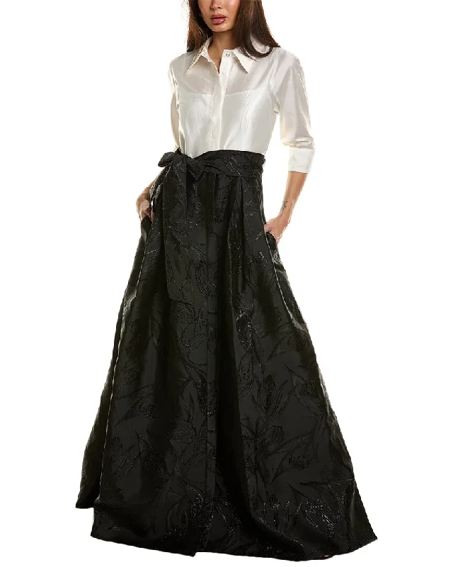 Parisian classicTeri Jon by Rickie Freeman Taffeta Shirt Gown