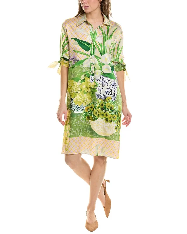 Baggy-fitTeri Jon by Rickie Freeman Tie Sleeve Shift Dress