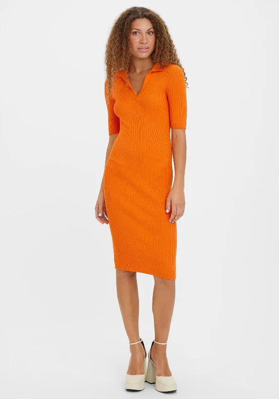 Muted-tonesVero Moda Holly Ribbed Knit Dress, Scarlet Ibis