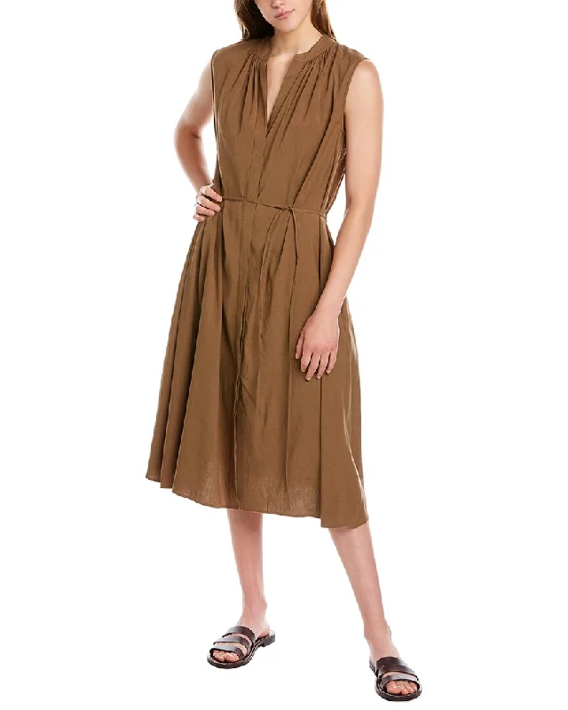 Off-the-shoulder eleganceVince Linen-Blend Shift Dress