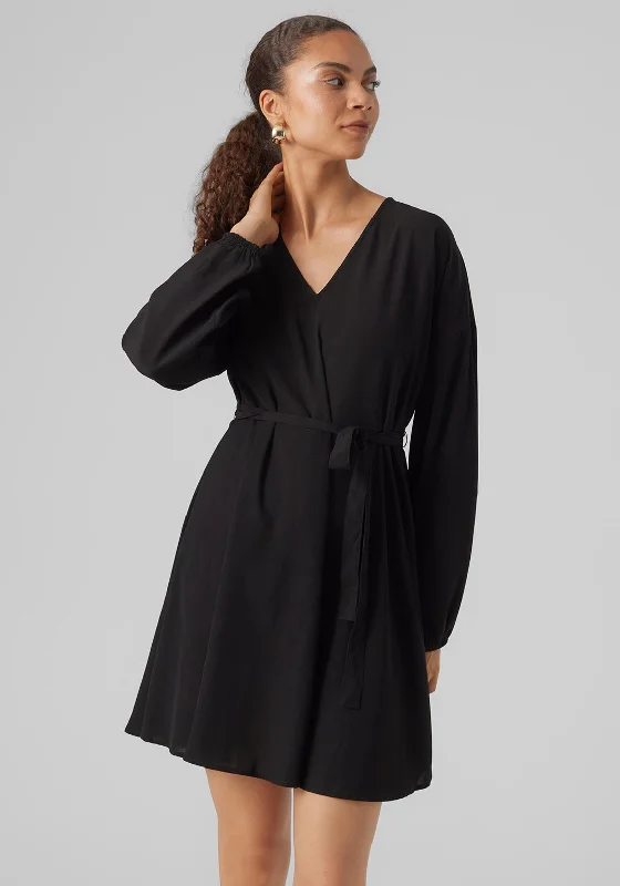 Sun-drenched styleVero Moda Naja V-Neck Skater Dress, Black