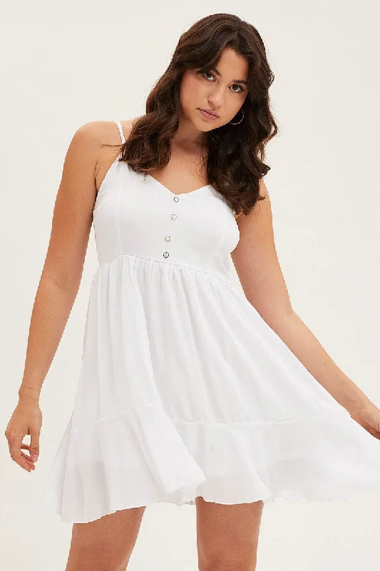 Light & airyWhite Chiffon Skater Dress