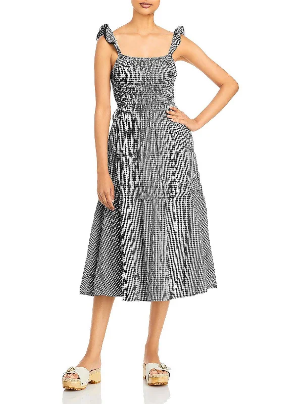 Laid-back luxeWomens Check Print Mid Calf Sundress