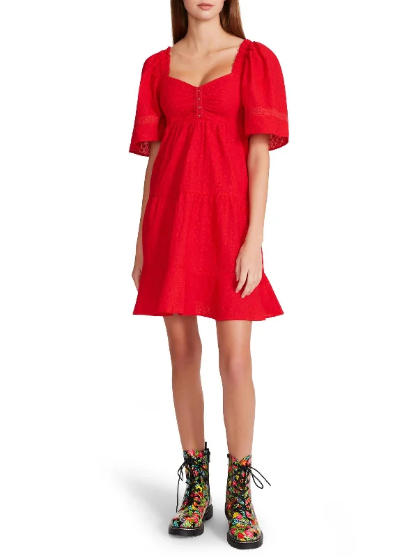 Elegant draperyWomens Cotton Short Mini Dress