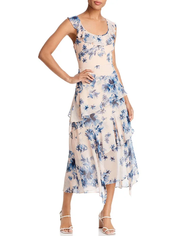 Biker-glamWomens Floral Tiered Shift Dress