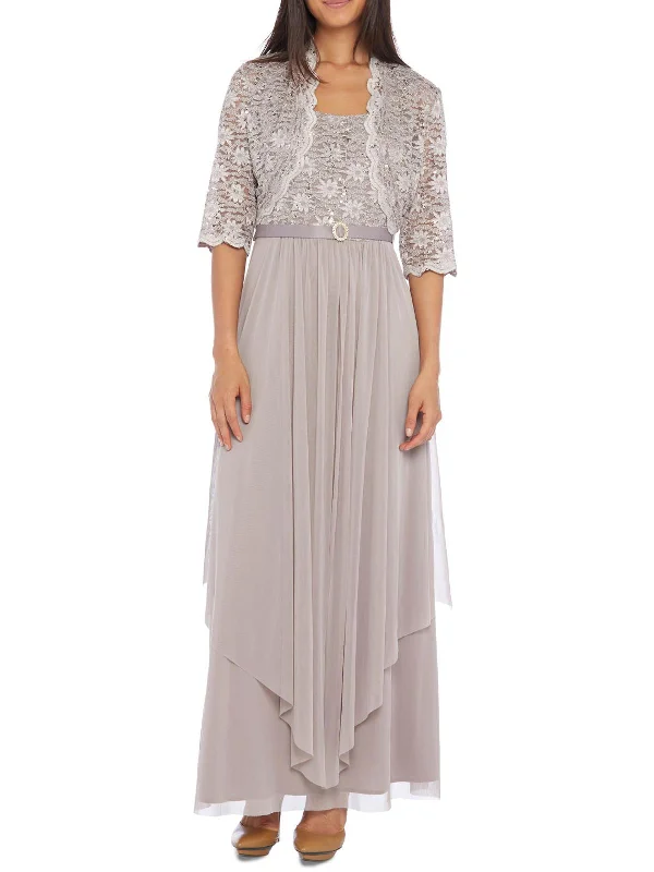 Clean-cut-utilitarianWomens Lace Sequined Dress With Cardigan