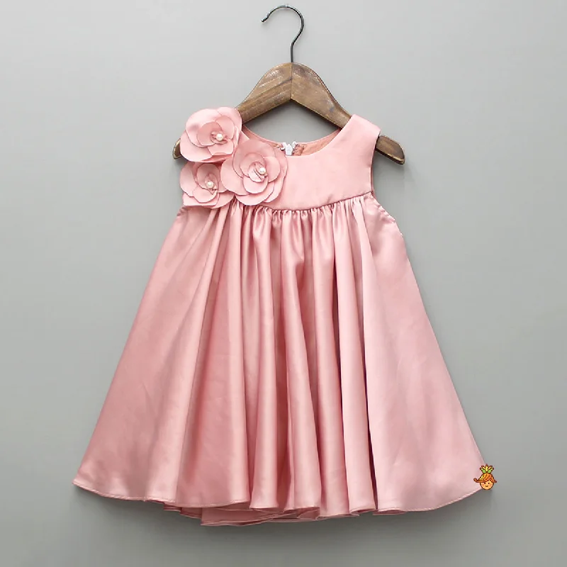 Modern-elegancePre Order: Flower Enhanced Pink Flared Dress