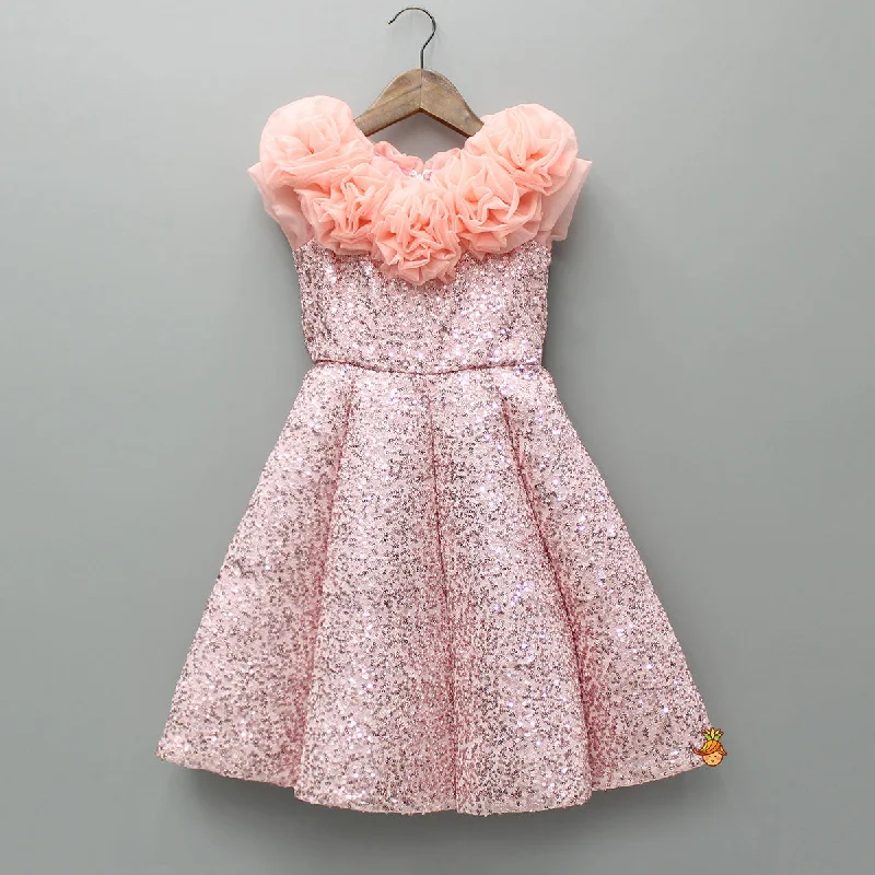 Elegant-minimalistPre Order: Sequin Detail Flared Pink Gown