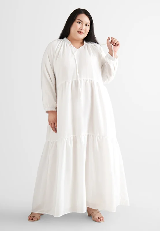 Island eleganceBrielle Bohemian Tiered Long Dress - White
