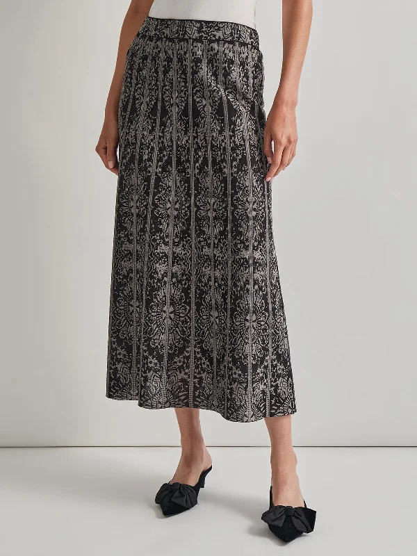 SleekA-Line Two-Tone Jacquard Knit Maxi Skirt