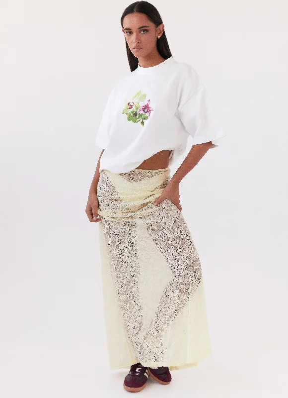 GracefulAtoir Lace Maxi Skirt - Yellow